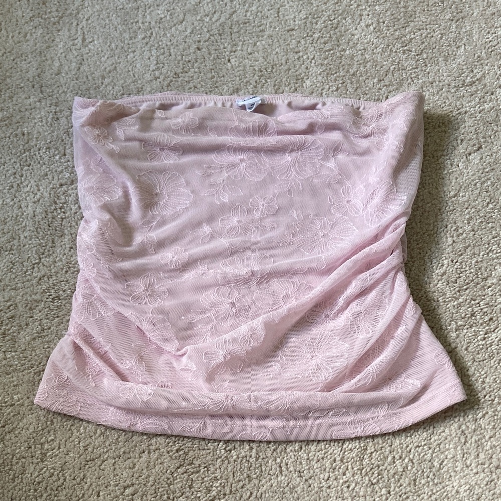 Floral pink ruched Garage tube top!